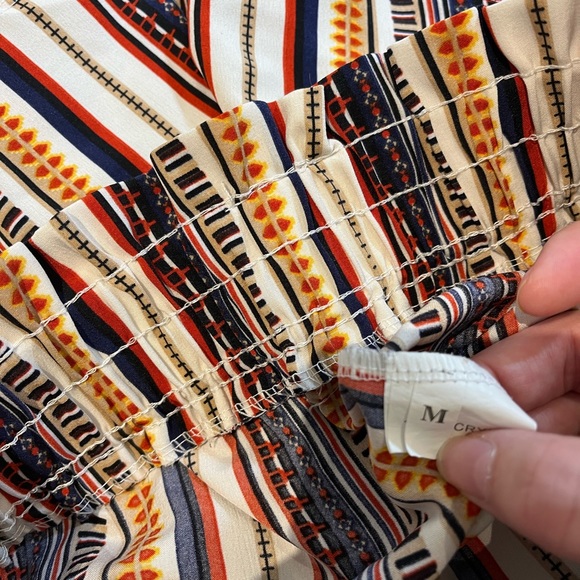 Striped Paperbag Elastic Tribal Boho Belted Shorts Size Medium - Picture 6 of 7